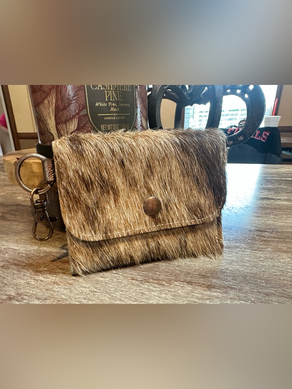 Cowhide red sky designs Wallet in Brown